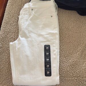 J.Crew mid rise flare, crop white jeans